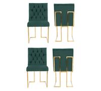 Life Interiors Set Of 4 Siena Luxury Tufted Velvet Dining Chairs With Gold Frame In Green Green