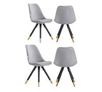 Life Interiors Set Of 4 Sofia Ergonomic Modern Dining Chairs Upholstered In Velvet, Metal Legs With Gold End Caps In Dark Grey Dark Grey One Size