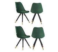 Life Interiors Set Of 4 Sofia Ergonomic Modern Dining Chairs Upholstered In Velvet, Metal Legs With Gold End Caps In Green Green One Size