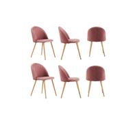 Life Interiors Set of 6 Lucia Ergonomic Velvet Dining Chairs with Gold Meta Legs, Modern Upholstered Accent Chair in Light Pink Life Interiors Light Pink