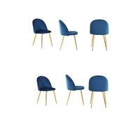 Life Interiors Set of 6 Lucia Ergonomic Velvet Dining Chairs with Gold Meta Legs, Modern Upholstered Accent Chair in Royal Life Interiors Royal