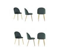 Life Interiors Set Of 6 Lucia Ergonomic Velvet Dining Chairs With Wooden Legs, Modern Upholstered Accent Chair In Green Green One Size