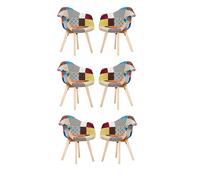 6PCs 'Patchwork Tub Fabric Dining Chairs' Upholstered Dining ArmChair Life Interiors Multi One Size