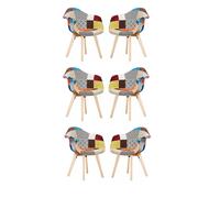 6PCs 'Patchwork Tub Fabric Dining Chairs' Upholstered Dining ArmChair Life Interiors Multi One Size