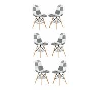 Set of 6 'Patchwork Fabric Dining Chairs' Upholstered Side Chair Dining Room Kitchen Metal Frame Life Interiors Multi One Size