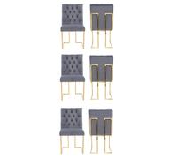 Life Interiors Set Of 6 Siena Luxury Tufted Velvet Dining Chairs With Gold Frame In Grey Grey