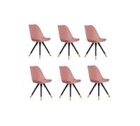 Life Interiors Set Of 6 Sofia Ergonomic Modern Dining Chairs Upholstered In Velvet, Metal Legs With Gold End Caps In Pink Pink One Size