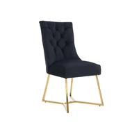 Life Interiors Single Ambra Modern Velvet Dining Chair With Gold Legs, Ring Handle & Tufted Back In Black Black One Size