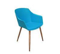 Life Interiors Single Blue Eden Modern Dining Chair, Faux Leather Padded Cushion & Solid Wooden Legs