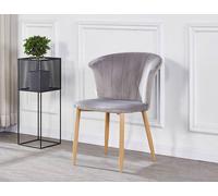 Life Interiors Single Elsa Velvet Dining Chair With Wooden Legs, Curved Back & Comfortable Seating In Grey Grey One Size