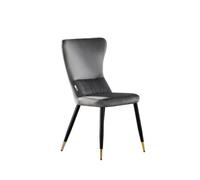 Life Interiors Single Grey New York Modern Velvet Dining Chair With High Back, Black Metal Legs, And Gold Tips