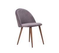 Life Interiors Single Lucia Ergonomic Velvet Dining Chair with Wooden Legs, Modern Upholstered Accent Chair in Grey Life Interiors Grey