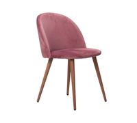 Life Interiors Single Lucia Ergonomic Velvet Dining Chair with Wooden Legs, Modern Upholstered Accent Chair in Light Pink Life Interiors Light Pink