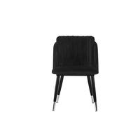 Life Interiors Single Milano Velvet Dining Chair - Ribbed Back Design, Comfortable Upholstery, Black Metal Legs with Silver Tips, for Dining or Office - Velvet - Black - Modern