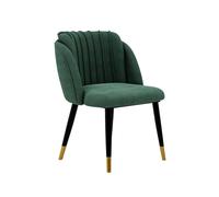 Life Interiors Single Milano Velvet Dining Chair With Stylish Ribbed Back Design, Black Metal Legs With Gold Tips In Green Green One Size