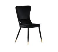 Life Interiors Single New York Modern Velvet Dining Chair With High Back, Black Metal Legs, And Gold Tips Black One Size