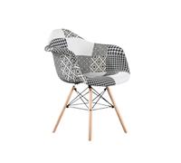 Life Interiors Single Patchwork Accent Chair With Wooden Legs And Black Metal Wire Frame Multi