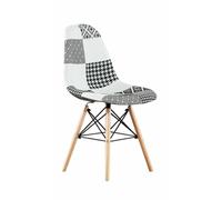 Life Interiors Single Patchwork Modern Dining Chair with Wooden Legs & Black Metal Wire Frame Life Interiors Multicolor