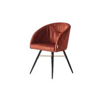 Life Interiors Single Red Vittorio Velvet Dining Chair With Black Metal Legs, Quilted Design Modern Accent Chair