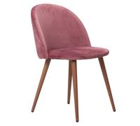 Life Interiors Single Rose Lucia Ergonomic Velvet Dining Chair With Wooden Legs, Modern Upholstered Accent Chair