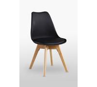 Life Interiors Single Scandinavian Dining Chair with Leather Cushions Solid Wood Legs in Black Life Interiors Black
