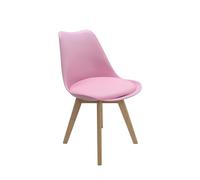 Single Lorenzo Retro Plastic Dining Chair with Padded Seat Dining Room Chairs - Pink
