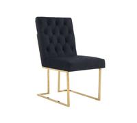 Life Interiors Single Siena Luxury Tufted Velvet Dining Chair with Gold Frame in Black Life Interiors Black