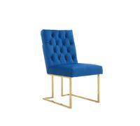 Life Interiors Single Siena Luxury Tufted Velvet Dining Chair With Gold Frame In Blue Blue
