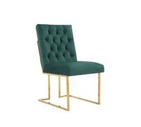 Life Interiors Single Siena Luxury Tufted Velvet Dining Chair With Gold Frame In Green Green
