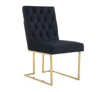 Life Interiors Single Siena Luxury Tufted Velvet Dining Chair with Gold Frame & Legs - Modern Upholstered Accent Chair - Velvet - Black - Modern
