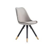 Life Interiors Single Sofia Ergonomic Modern Dining Chair Upholstered in Velvet, Metal Legs with Gold End Caps in Dark Grey Life Interiors Dark Grey