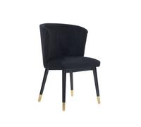 Life Interiors Single Sofina Modern Velvet Dining Chair, Tufted Back, Wooden Frame In Black Black One Size