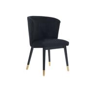 Life Interiors Single Sofina Modern Velvet Dining Chair, Tufted Back, Wooden Frame in Black Life Interiors Black