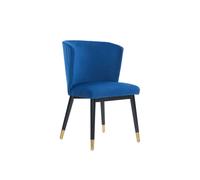 Life Interiors Single Sofina Modern Velvet Dining Chair, Tufted Back, Wooden Frame in Blue Life Interiors Blue