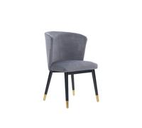 Life Interiors Single Sofina Modern Velvet Dining Chair, Tufted Back, Wooden Frame in Grey Life Interiors Grey