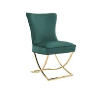 Life Interiors Single Trafalgar Velvet Tufted Dining Chair With Chrome Silver Legs In Green Green