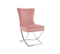 Life Interiors Single Trafalgar Velvet Tufted Dining Chair With Chrome Silver Legs In Pink Pink One Size