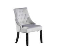 Windsor Velvet Upholstered Diamond Tufted Button Back Knocker Dining Chair Single Life Interiors Light Grey One Size