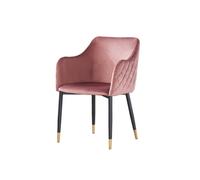 Life Interiors Single Verona Velvet Dining Chair With Quilted Back & Black Legs - Modern Accent Chair With Gold Foot Caps In Pink Pink