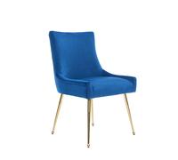 Life Interiors Single Viviana Velvet Dining Chair With Gold Legs And Ring Handle In Blue Blue One Size