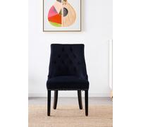 Life Interiors Single 'Windsor' Knocker Back Velvet Dining Chair Solid Wood Legs in Black Life Interiors Black