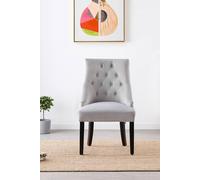 Life Interiors Single 'windsor' Knocker Back Velvet Dining Chair Solid Wood Legs In Light Grey Light Grey One Size