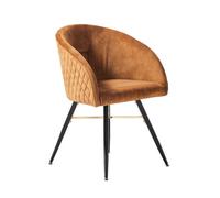 Life Interiors Single Yellow Vittorio Velvet Dining Chair With Black Metal Legs, Quilted Design Modern Accent Chair