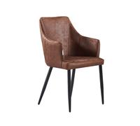 Single' Zarah Leather Dining Chairs' Upholstered Dining Armchair Life Interiors Brown One Size