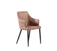 Life Interiors Single Zarah Faux Leather Dining Chair, Armchair For Dining Room Kitchen Office, Cappuccino, Brown