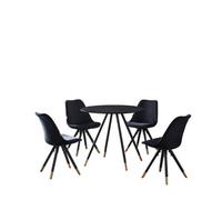 Life Interiors Sofia Dorchester Lux Dining Set, A Table And Chairs Set Of 4, Black/black