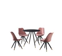 Life Interiors Sofia Dorchester Lux Dining Set, A Table And Chairs Set Of 4, Black/pink