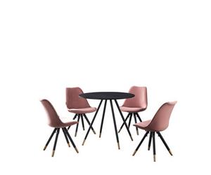 Life Interiors Sofia Dorchester Lux Dining Set, A Table And Chairs Set Of 4, Black/pink