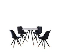 Life Interiors Sofia Dorchester Lux Dining Set, A Table And Chairs Set Of 4, Grey/black