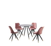 Life Interiors Sofia Dorchester Lux Dining Set, A Table And Chairs Set Of 4, Grey/pink